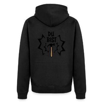 Du bist Hammer - Geschenkidee Handwerker - Bastler - Unisex Premium Bio Zip Hoodie - Schwarz - Hinten - Nico (187cm)