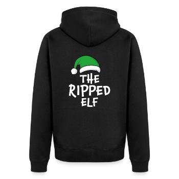 Der zerrissene Elf - Unisex Premium Bio Zip Hoodie - Schwarz - Hinten - Nico (187cm)