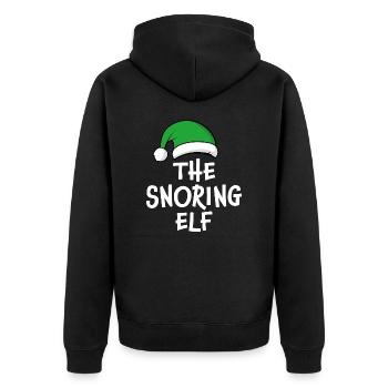 The Snoring Elf - Unisex Premium Organic Zip Hoodie - black - Back - Nico (187cm)