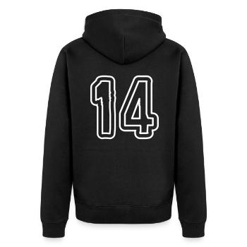 14 Zahl symbol - Unisex Premium Bio Zip Hoodie - Schwarz - Hinten - Nico (187cm)