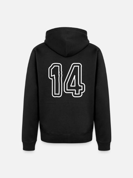 14 Zahl symbol - Unisex Premium Bio Zip Hoodie - Schwarz