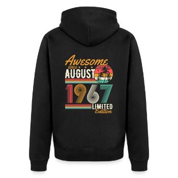 Août 1967 Naissance Anniversaire Rétro - Veste à capuche bio Premium Unisexe - noir - Dos - Nico (187cm)