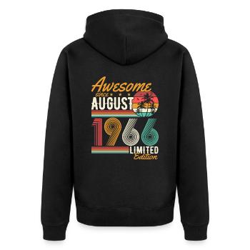 Août 1966 Naissance Anniversaire Rétro - Veste à capuche bio Premium Unisexe - noir - Dos - Nico (187cm)