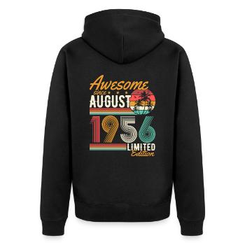 Août 1956 Naissance Anniversaire Rétro - Veste à capuche bio Premium Unisexe - noir - Dos - Nico (187cm)