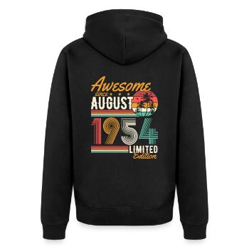 Août 1954 Naissance Anniversaire Rétro - Veste à capuche bio Premium Unisexe - noir - Dos - Nico (187cm)