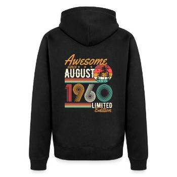 Août 1960 Naissance Anniversaire Rétro - Veste à capuche bio Premium Unisexe - noir - Dos - Nico (187cm)