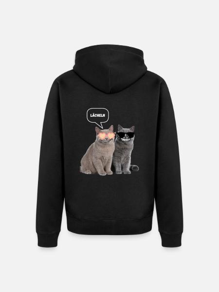 Grinsycats - Unisex Premium Bio Zip Hoodie - Schwarz