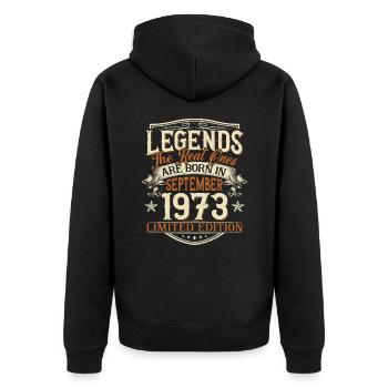 Septembre 1973 Anniversaire de naissance - Veste à capuche bio Premium Unisexe - noir - Dos - Nico (187cm)