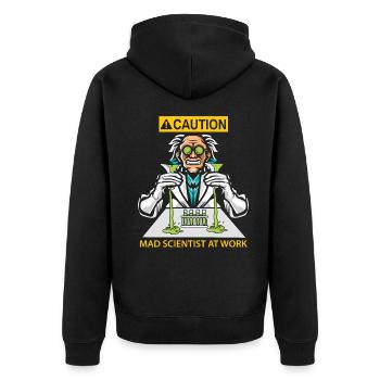 Mad scientist at work - Unisex Premium Organic Zip Hoodie - black - Back - Nico (187cm)