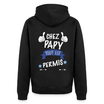 Papy Cool Idée Cadeau Humour Grand Père - Veste à capuche bio Premium Unisexe - noir - Dos - Nico (187cm)