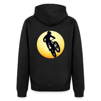 Mountain Bike Downhill - Sunset Silhouette - Unisex Premium Organic Zip Hoodie - black - Back - Nico (187cm)