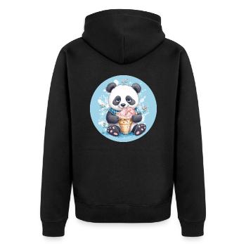 Panda maladroit - Crème glacée et fleurs Coucher de soleil Design - Veste à capuche bio Premium Unisexe - noir - Dos - Nico (187cm)