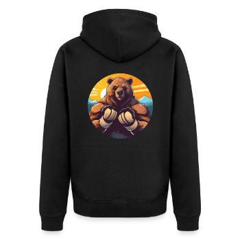 Bear Fitness Training Boxing Boxer Sunset - Unisex Premium Organic Zip Hoodie - black - Back - Nico (187cm)