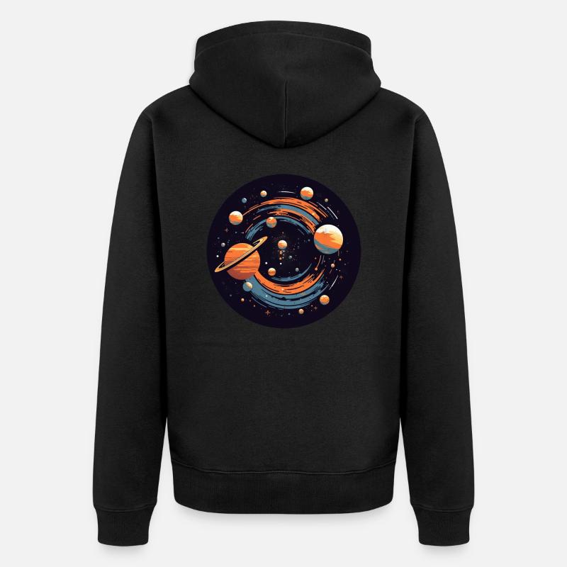 Univers Planètes du système solaire - Veste à capuche bio Premium Unisexe - noir