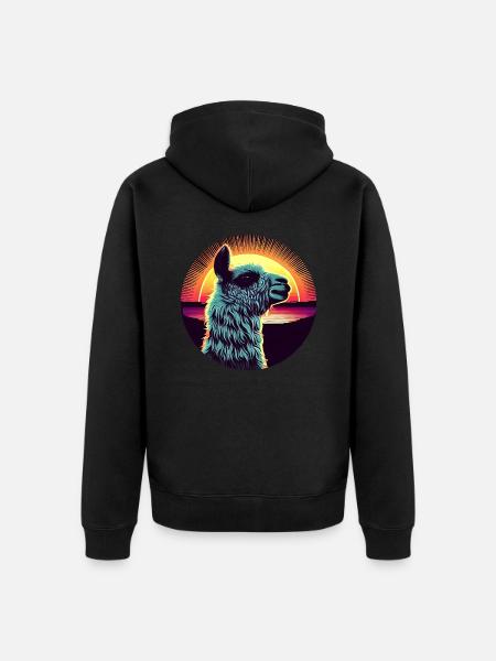Lama Sunset India - Unisex Premium Organic Zip Hoodie - black