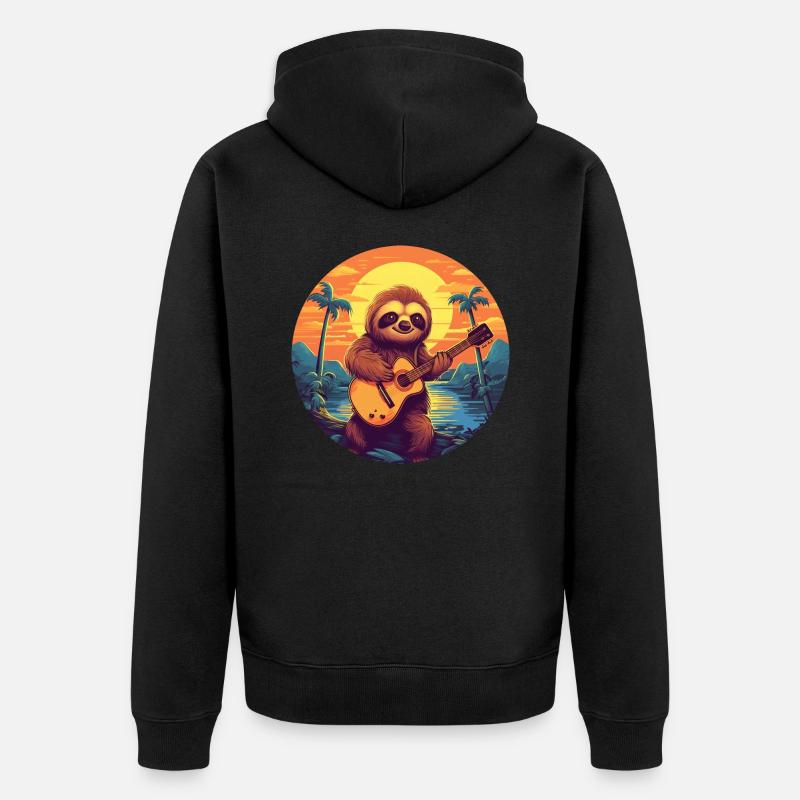 Sloth Guitar Sunset - Veste à capuche bio Premium Unisexe - noir