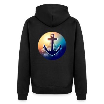 Anchor Sunset Round - Veste à capuche bio Premium Unisexe - noir - Dos - Nico (187cm)