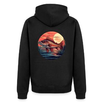 Trout at sunset Atmospheric design - Unisex Premium Organic Zip Hoodie - black - Back - Nico (187cm)