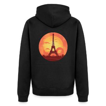 Tour Eiffel au coucher du soleil Paris romantique - Veste à capuche bio Premium Unisexe - noir - Dos - Nico (187cm)