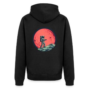 Astronaut on Moon in front of Red Moon - Unisex Premium Organic Zip Hoodie - black - Back - Nico (187cm)