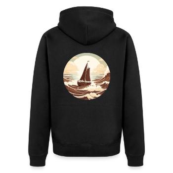 Sailing at sunset - chocolaty design - Unisex Premium Organic Zip Hoodie - black - Back - Nico (187cm)