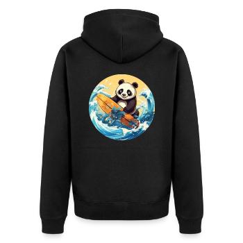 Surfing panda at sunset - Unisex Premium Organic Zip Hoodie - black - Back - Nico (187cm)