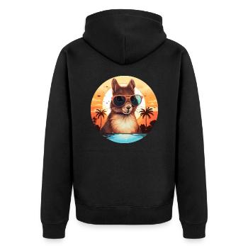 Cool squirrel silhouette, sunset with - Unisex Premium Organic Zip Hoodie - black - Back - Nico (187cm)