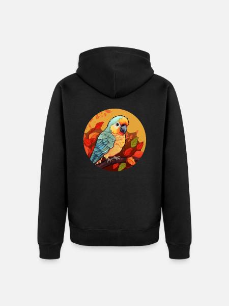 Autumn parrot: sunset and foliage - Unisex Premium Organic Zip Hoodie - black