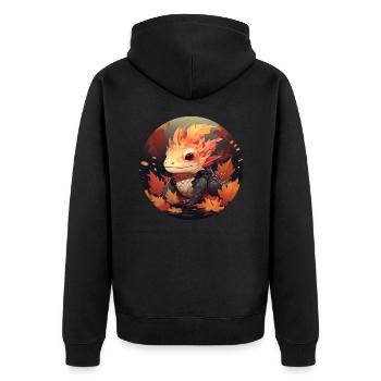 Axolotl dans le feuillage d’automne - Veste à capuche bio Premium Unisexe - noir - Dos - Nico (187cm)