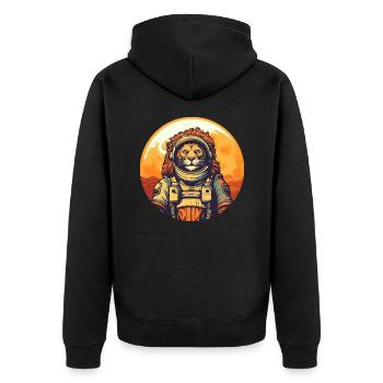 Lion in space - Unisex Premium Organic Zip Hoodie - black - Back - Nico (187cm)