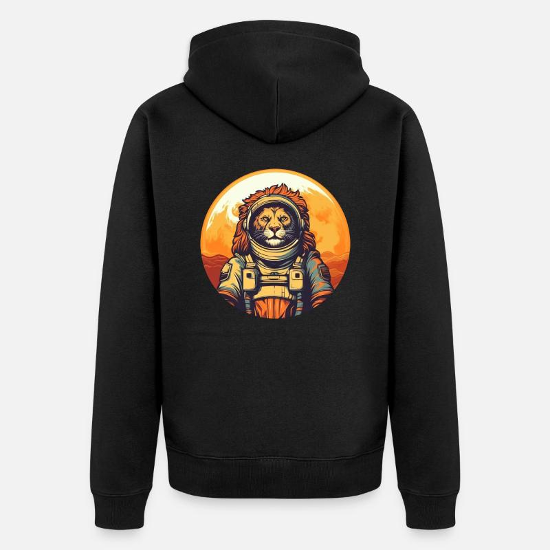 Lion dans l’espace - Veste à capuche bio Premium Unisexe - noir