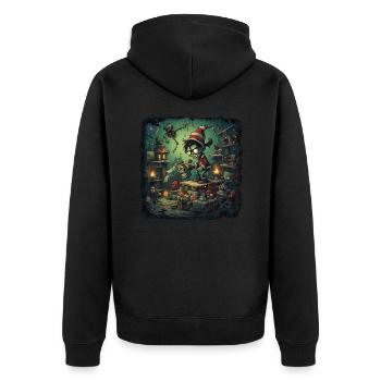 Zombie Imp Factory - Creepy - Unisex Premium Organic Zip Hoodie - black - Back - Nico (187cm)