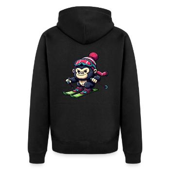 Affe Gorilla Schimpanse Skiurlaub Skifahrer Design - Unisex Premium Bio Zip Hoodie - Schwarz - Hinten - Nico (187cm)
