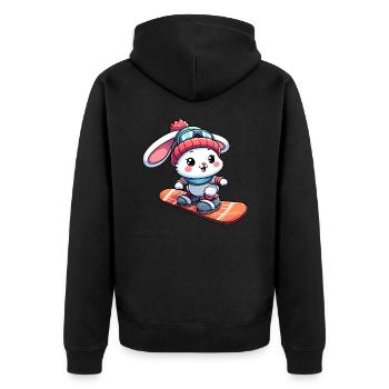Lapin de neige sur la conception de joie d'hiver de snowboard - Veste à capuche bio Premium Unisexe - noir - Dos - Nico (187cm)