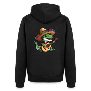 Cinco de Mayo Dino T-Rex - Unisex Premium Organic Zip Hoodie - black - Back - Nico (187cm)