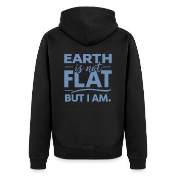 Satire Flat Earth Ironic Jokes - Unisex Premium Organic Zip Hoodie - black - Back - Nico (187cm)