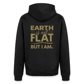 Satire Flat Earth Ironic Jokes - Unisex Premium Organic Zip Hoodie - black - Back - Nico (187cm)
