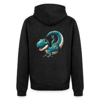 Dino T-Rex Handstand Sport Salto Flip - Unisex Premium Organic Zip Hoodie - black - Back - Nico (187cm)