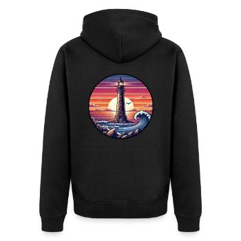 Phare Coucher De Soleil Océan Mer Romance - Veste à capuche bio Premium Unisexe - noir - Dos - Nico (187cm)