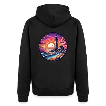 Phare Coucher De Soleil Océan Mer - Veste à capuche bio Premium Unisexe - noir - Dos - Nico (187cm)