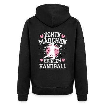 Handball players Handball Sports Handball players - Unisex Premium Organic Zip Hoodie - black - Back - Nico (187cm)
