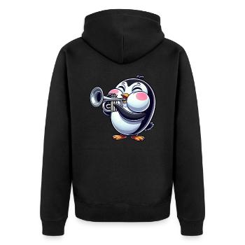 mignon pingouin trompette instrument à vent dessin animé - Veste à capuche bio Premium Unisexe - noir - Dos - Nico (187cm)