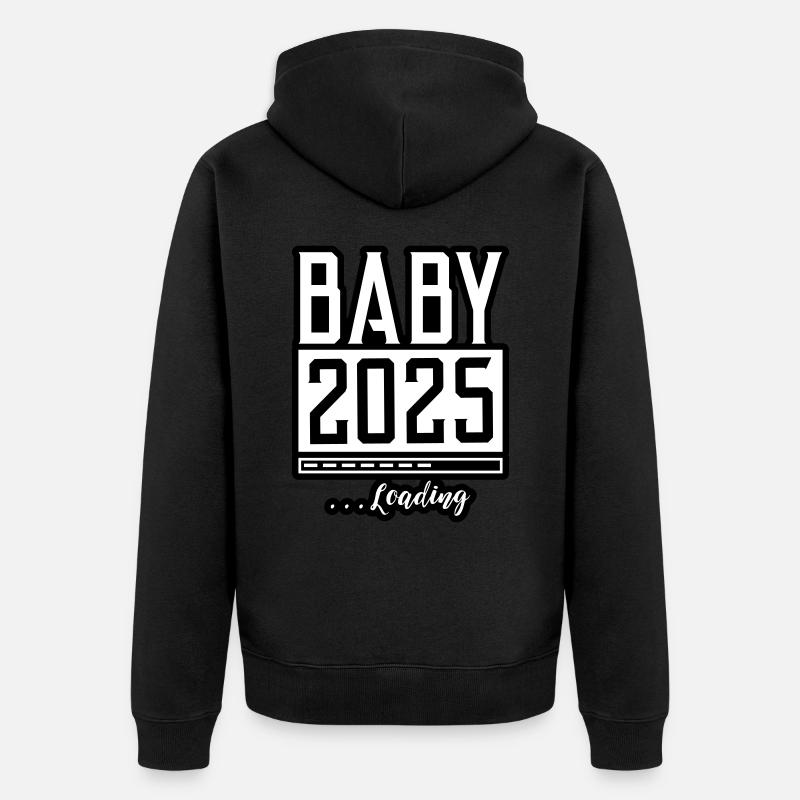 Baby 2025 Loading Babyshower - Unisex Premium Bio Zip Hoodie - Schwarz
