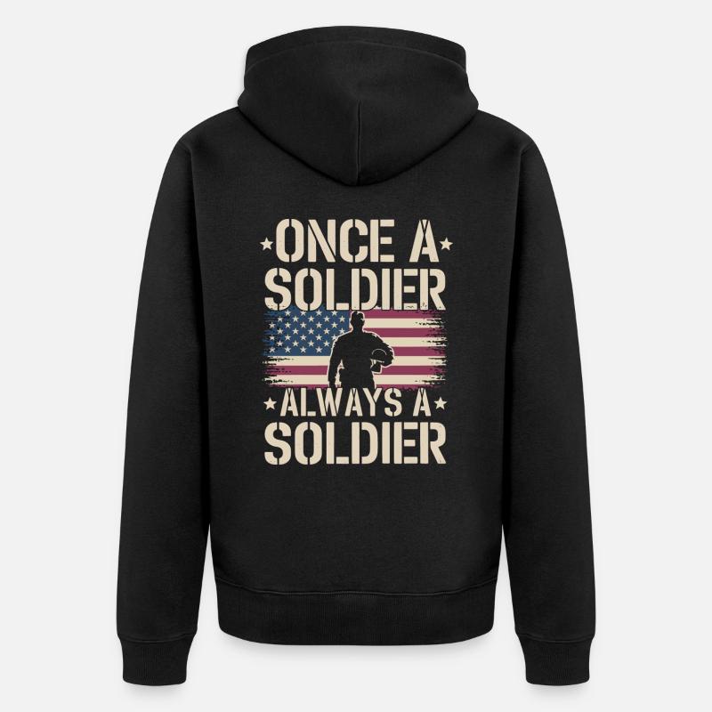 Soldat militaire vétéran - Veste à capuche bio Premium Unisexe - noir