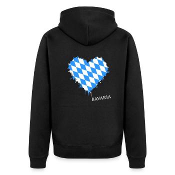 Bayern Herz Bavaria - Unisex Premium Bio Zip Hoodie - Schwarz - Hinten - Nico (187cm)