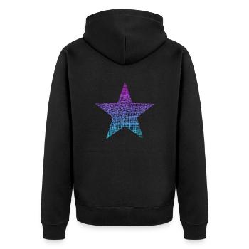 bunter Stern, colorful star - Unisex Premium Bio Zip Hoodie - Schwarz - Hinten - Nico (187cm)