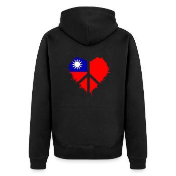 Taiwan Peace Heart - Unisex Premium Bio Zip Hoodie - Schwarz - Hinten - Nico (187cm)