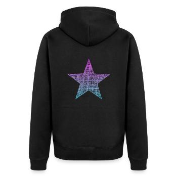 stern, star - Unisex Premium Bio Zip Hoodie - Schwarz - Hinten - Nico (187cm)