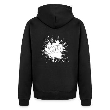 Nope - Unisex Premium Bio Zip Hoodie - Schwarz - Hinten - Nico (187cm)