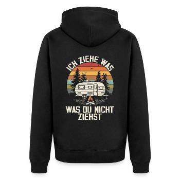 Ich ziehe was was du nicht ziehst Wohnwagen Camper - Unisex Premium Bio Zip Hoodie - Schwarz - Hinten - Nico (187cm)